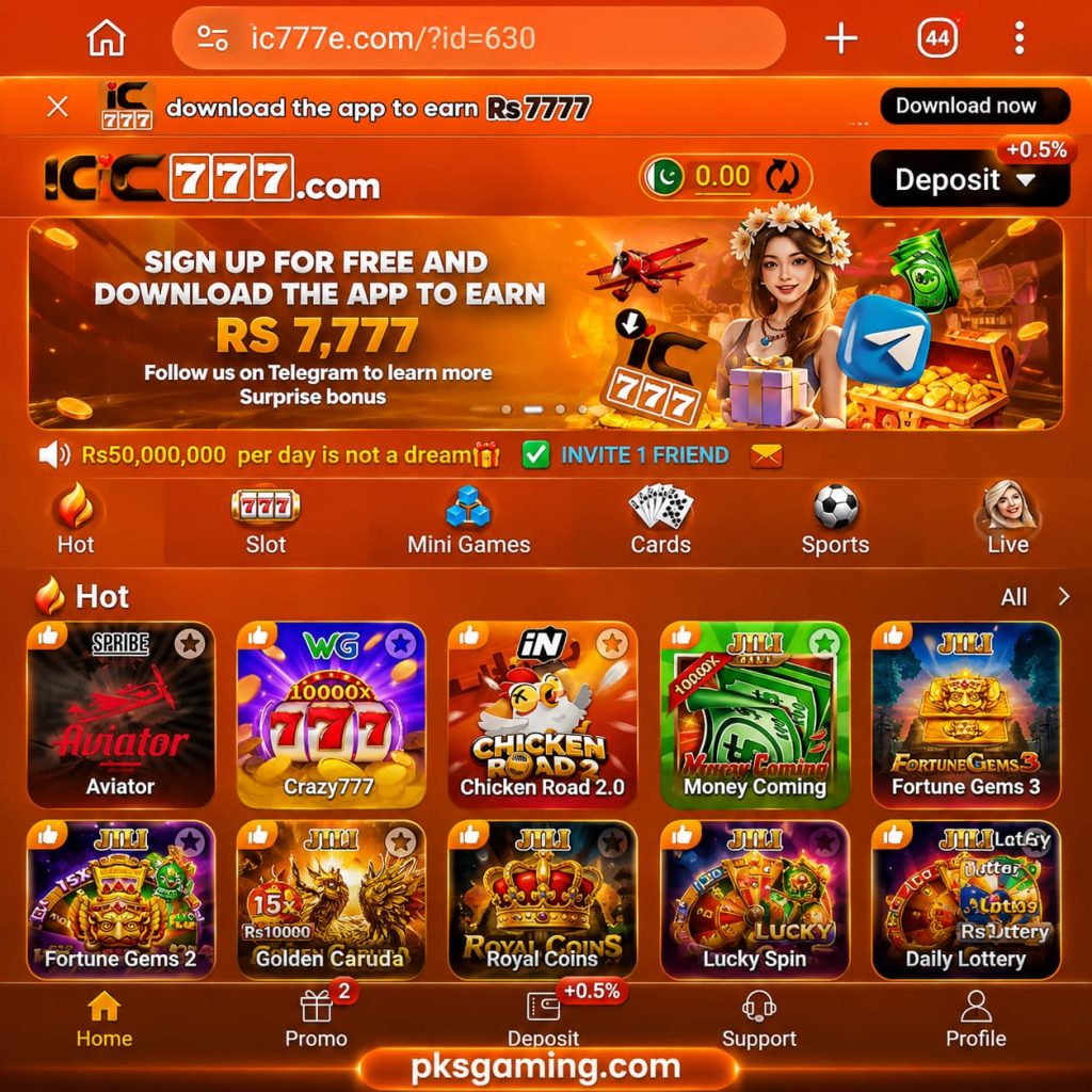 IC777 online gaming platform guide showing games, features, rewards, safety tips, and user information.