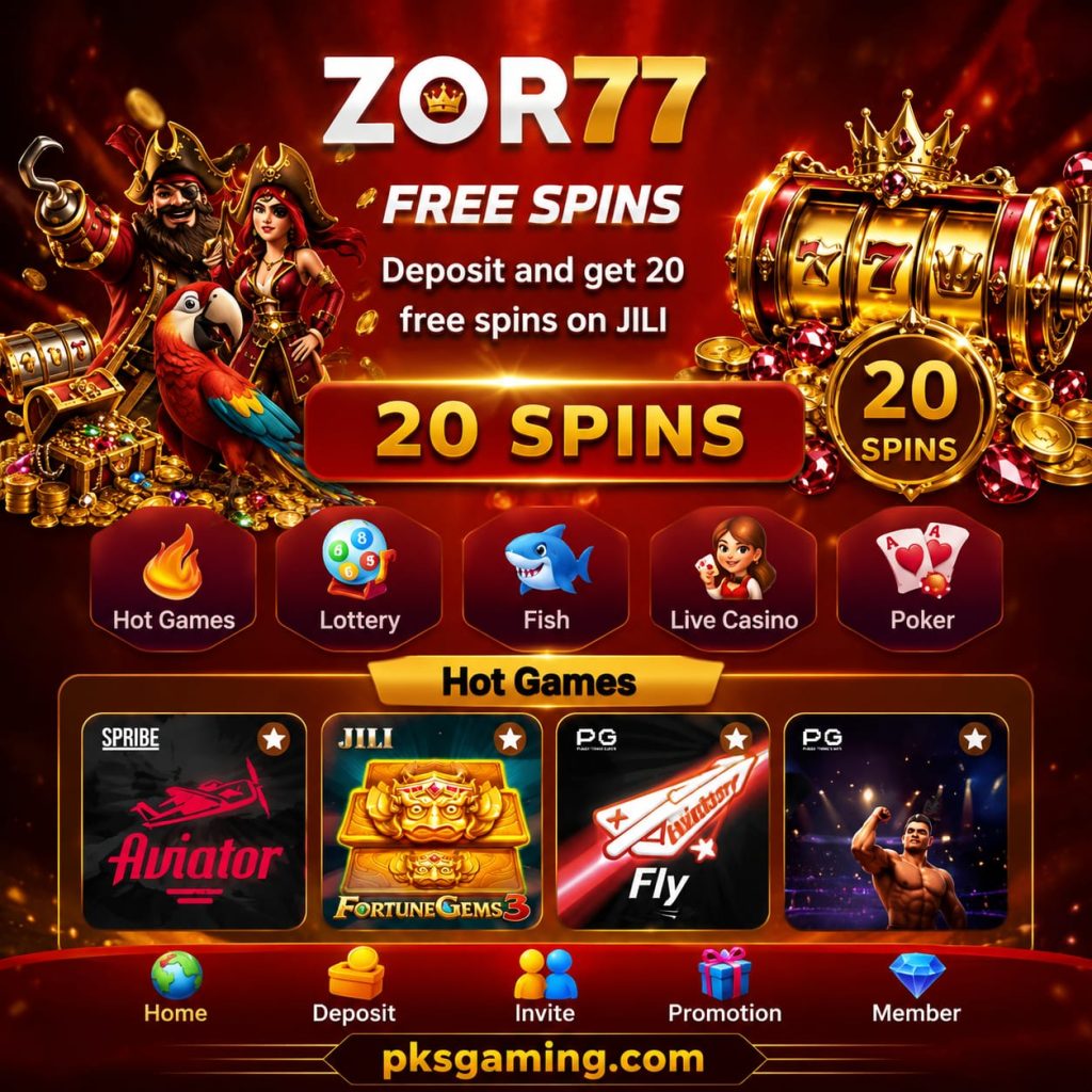 ZOR77 online gaming platform interface with account registration and gaming features