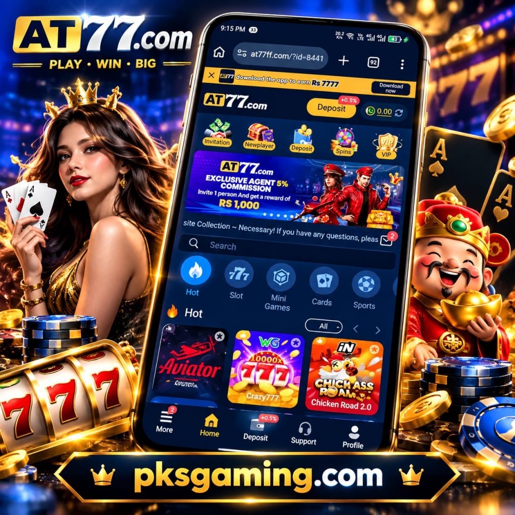 AT77 earning game in Pakistan with mobile gaming, rewards, bonuses, and platform features